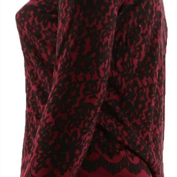 Kelly Clinton Kelly Printed Lace Jersey Scoop Top Satin Trim Wine M NEW - Picture 8 of 8